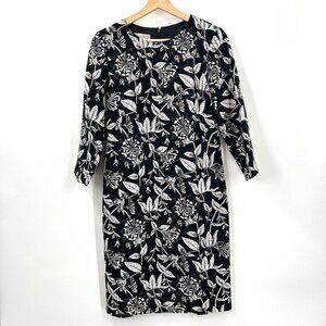 HOBBS london 3/4 sleeve shift dress black white modest wedding guest party 6